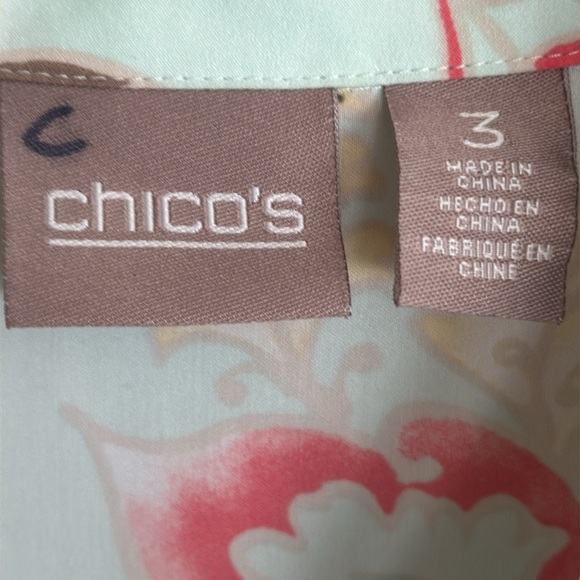 Chico's Pastel Paisley Blouse Size 3 large soft pastels button up sleeve - Picture 14 of 16